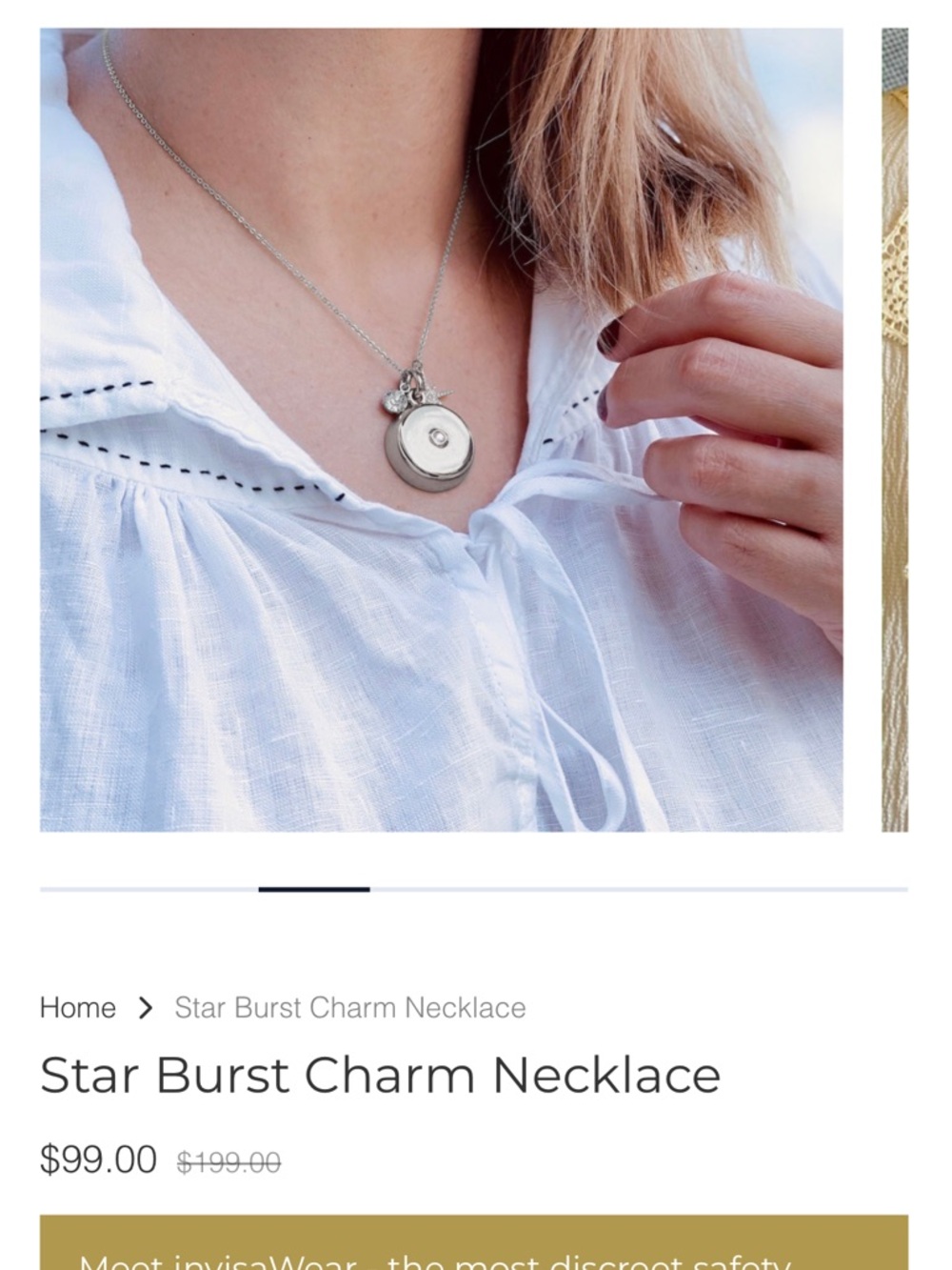 NIB- InvisaWear Star Burst Charm Necklace